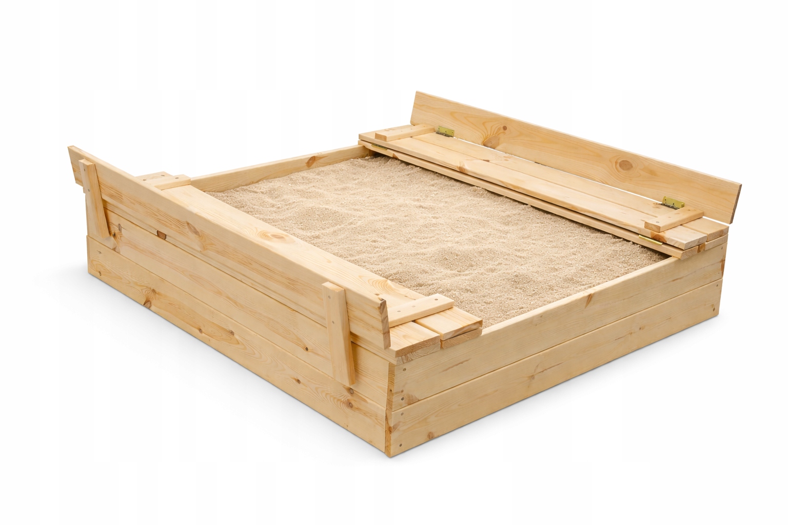 Drevené pieskovisko 120x120x25 uzavreté s lavicami 2 v 1 hrubé dosky